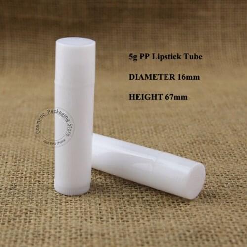 1000pcs/lot Wholesale 5g PP LipstickTube Plastic White Refillable Bottle Empty Small Cosmetic Container Lip Balm Lip Gloss