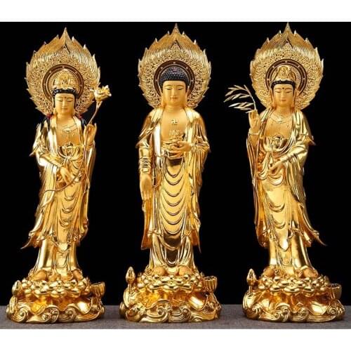 3P Large Buddhism high grade gold gilding copper Standing Guan yin Mahasthamaprapta Buddha HOME shrine protection FENG SHUI 58CM