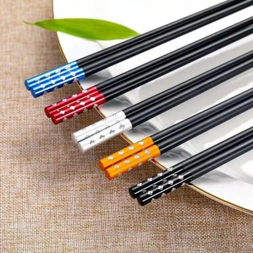5 pair Fashion Alloy Chopsticks Chinese Chopsticks Reusable Tableware Dinning Home Kitchen Chopstick for Gift Sushi Food Sticks
