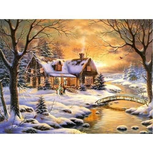 DIY diamond painting cross stitch Snow scene Full diamond embroidery painting rhinestones diamant mosaic home decor stickers