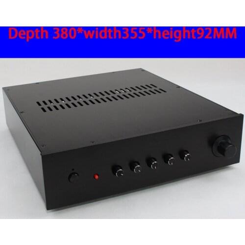 KYYSLB 380*355*92MM WA78 All Aluminum Preamp Amplifier Chassis Box House DIY Enclosure with Feet Knob Amplifier Case Shell
