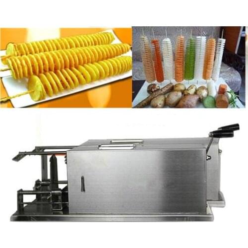Automatic stretching Manual 400mm Stainless Steel Cranked Potato Spiral Cutter Machine Twisted Chips Tornado Fries Kitchen Tools