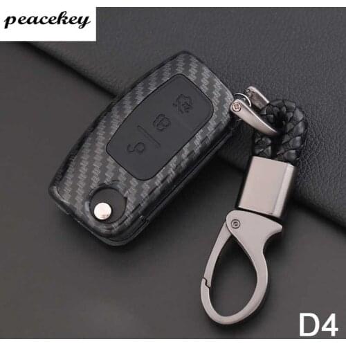 Carbon Car Styling Key Cover Keychain For Ford Fiesta Focus 2 Ecosport Kuga Escape Car Flip folding Remote key Case 3 Button