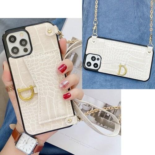 Crossbody Phone Bag Case For iPhone 12 11 Pro Max shoulder long strap Leather Card Wallet Purse Cover Capa