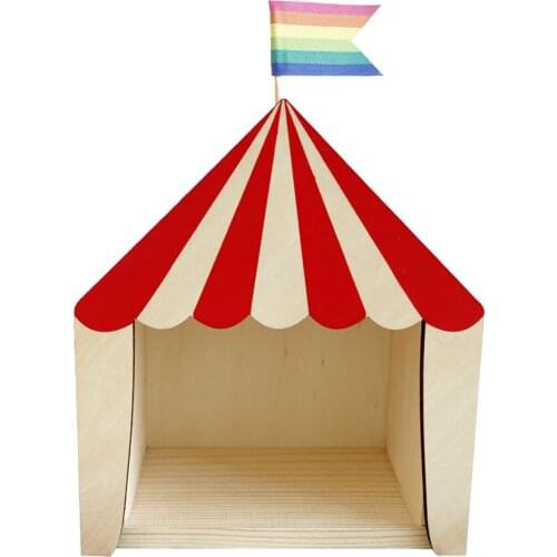 Wood House-Shaped Shelf Storage Box Wall Hanging Display Shelf for Home Children Room Decoration