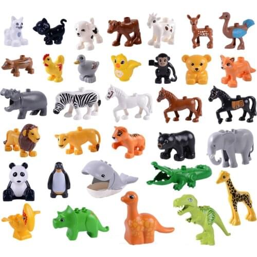 Big Size Diy Building Blocks Animal Accessories Figures Lion Panda Compatible with Duploed Toys for Children Kids Gifts