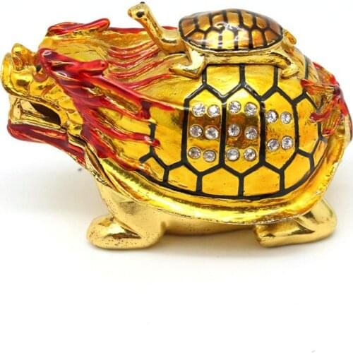FengShui Decorative Gifts Metal Dragon Turtle Trinket Box Metal Jewelry Gift Box