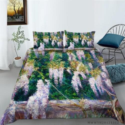 Hot sale Oil Painting Flowers Printing Bedding set Duvet cover with Pillowcases Twin Queen King sizes 2/3pcs