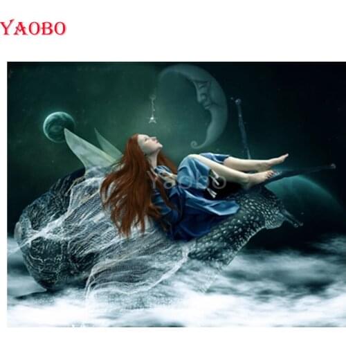 Full Square/Round 5D DIY Diamond Painting Kit Set Moon Fairy Cartoon Girl Diamond Embroidery Cross Stitch Mosaic Home Decor