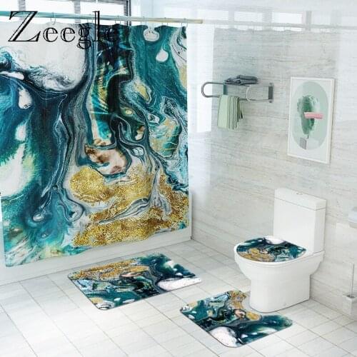 Home Decoration Bath Mat and Shower Curtain Set Toilet Mat Set Bathroom Carpet Rug Anti-slip Shower Floor Carpet Set