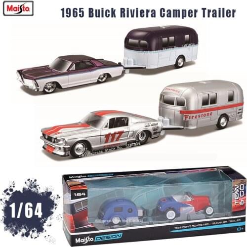 Maisto 1:64 Hot New Product 1965 Buick Riviera Camper Trailer Design elite transport Die-casting car model collection gift toy