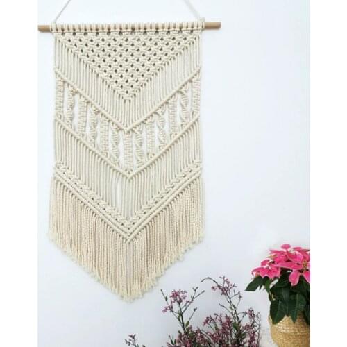 Macrame Wall Hanging Bohomain Chic Handwoven Tapestry Home Decor Geometric Living Room Dorm Decoration 30"L X 16" W