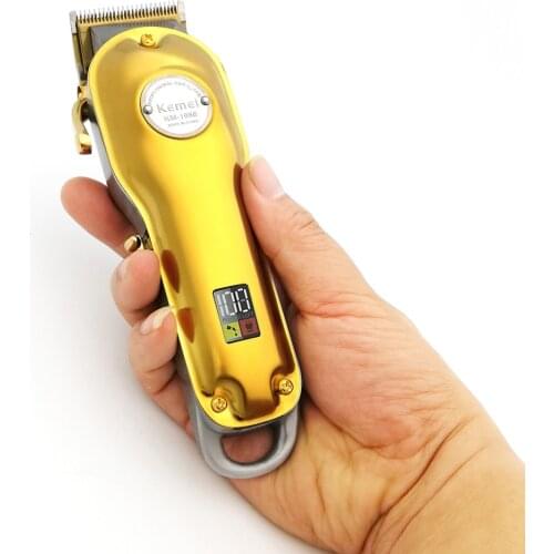 Kemei Professional Hair Clipper Barber Cutters Electric Cordless Hair Trimmer Gold All Metal Hair Cutting Machines 1986 &1986 PG