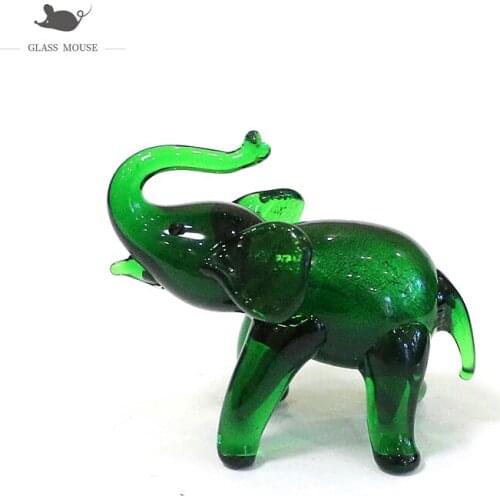 Murano Glass Elephant Miniature Figurine Gold Silver Foil Animal Statue Craft Ornaments Home Decor Collection Festival Xmas Gift