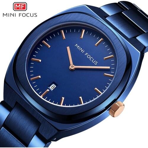 MINIFOCUS Stainless Steel Mens WatchesTop Brand Luxury Brand Business Watch Waterproof Quartz Wrist-watch Date Display Reloj