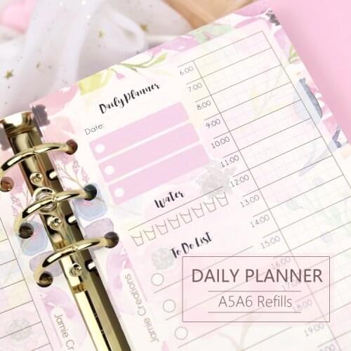 MyPretties 40 Sheets Floral Daily Planner Refill Papers A5 A6 Filler Papers for 6 Hole Binder Organizer Notebook Papers