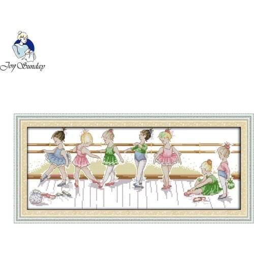 Joy Sunday DIY The little ballet girls Embroidery Cross Stitch Embroidery Kits Painting Cross Stitch Kits Home Wall Decor