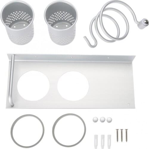 Bathroom Wall Cup Holder Toothbrush Holder Hanging Hair Dryer Holder Storage Box Bracket Storage Rack 1Pc Household