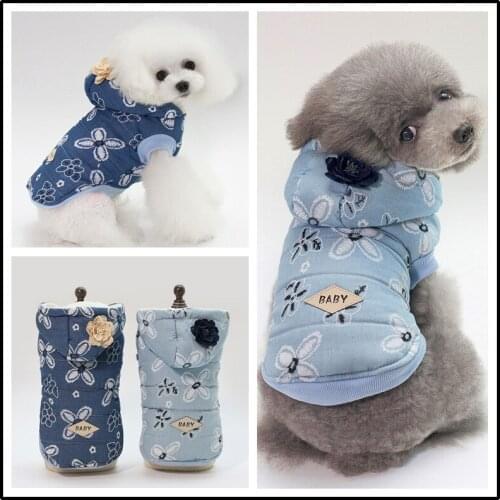 New Autumn Winter Dog Clothes For Small Dogs Boy Girl Coat Print Fleece Keep Warm Thick Wadded Jacket Puppy Outfit Pet Clothing