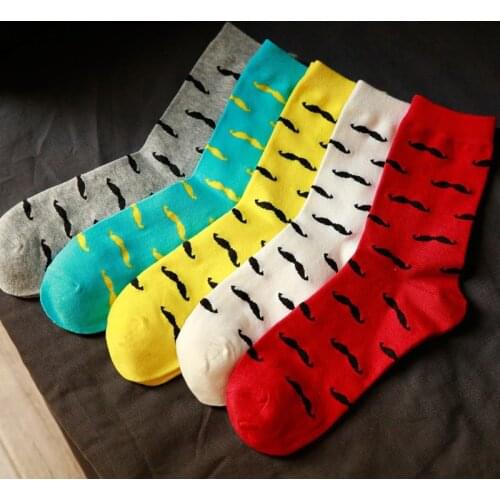 New Fashion Casual Men Socks Cartoon Mustache Design Man Cotton Socks Casual Socks Autumn Winter Warm Sock
