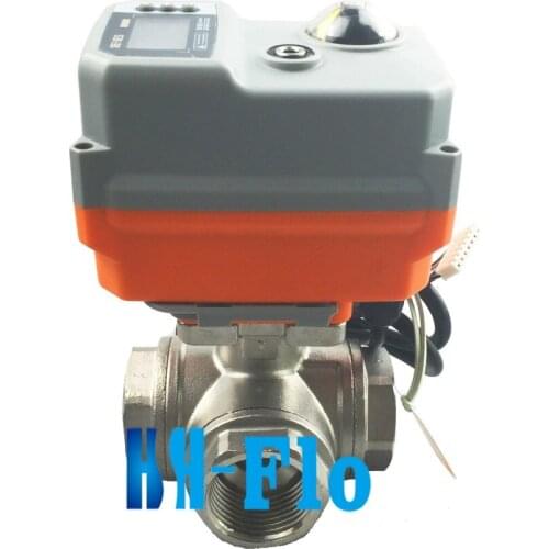 New 1/2" DN15 3 Way SS304 Proportional Integral Control Motorized Electrical Valve