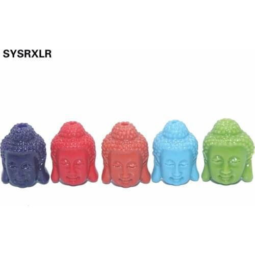 Wholesale 6 Colors 10 Pcs / Lot Their Hands Jewelry Accessories Religious Buddha Head Coral beads Fit Bracelet And Necklace