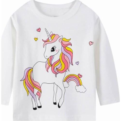 2-7 Years Children Kids Tops T Shirt New Spring Baby Boy Girls Long Sleeve Unicorn T Shirt Cotton Children Shirts Clothes