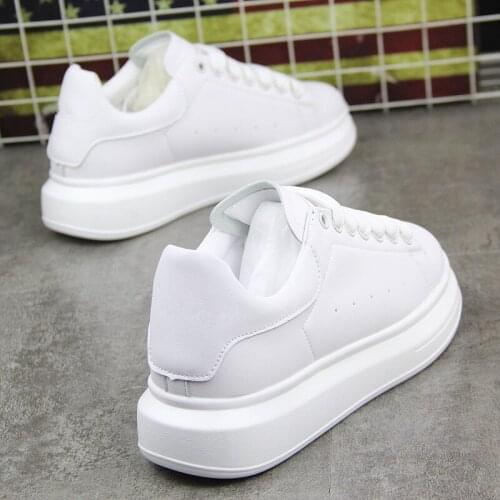 Couple Style Casual Sneakers Lace-up Simple Luxury Design Thick bottom Shoes Women White Zapayillas Fashion Hot Chaussure Femme