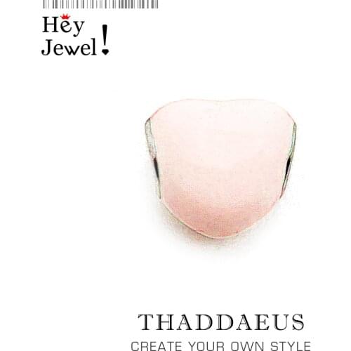 Pink Heart Beads Fit Europe Original Bracelet Snake Chain Necklace Big Hole Silver Plated Women DIY Charms For Jewelry Making