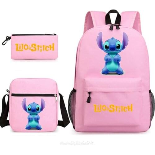 3D Stitch Print School Bags For Girls Boys Kids Backpack 3pcs/set Children Book Bag Schoolbag Orthopedic Students Mochilas