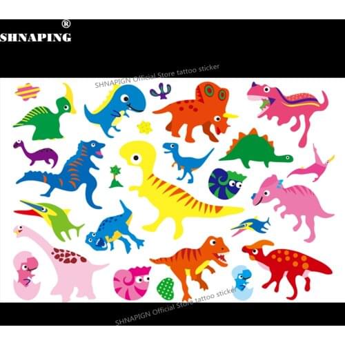 SHNAPIGN Little dinosaurs Children Cartoon Temporary Tattoos Sticker Fashion Summer Style Elsa Waterproof Girls Kids Boys Hot