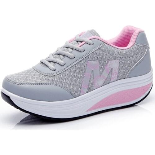 Woman Shoes Breathable Mesh Net Platform Slimming Shoes Breathable Mesh Sports Shoes Female Fitness Swing Platform Wedge Shoes