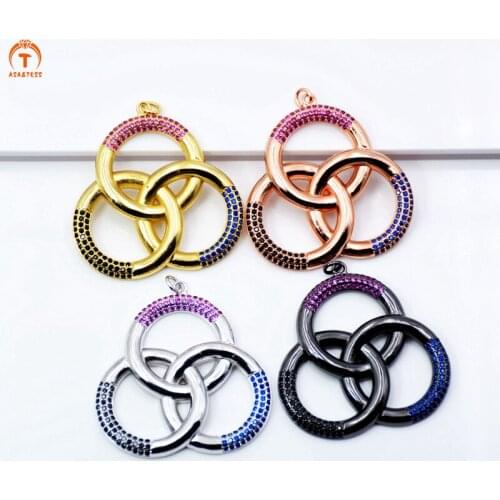 Asa&Tess large Round Circle CZ Pendant For Women Hollow Cubic zirconia Jewelry Necklace Pendants Fit DIY Female Jewelry Gifts