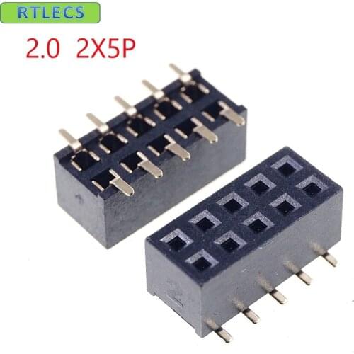 10pcs 2x5 P 10 Pin 2.0 mm Pin Header Female Dual row SMT locating peg PCB surface Mount SMD reflow solderable location post