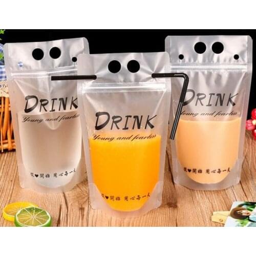 100pcs Frosted thickened self sealed drink fruit juice milk tea packing bag ziplock plastic small bag transparent pouch package