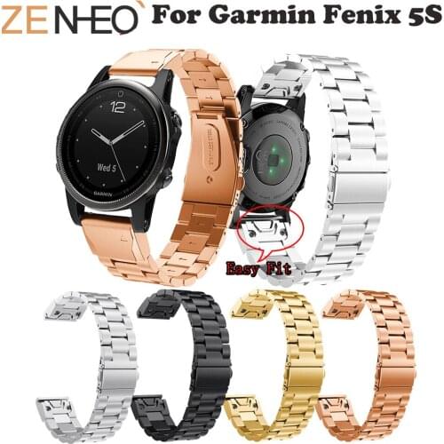 20MM Watchband Strap for Garmin Fenix 5S 5S Plus Watch Quick Release Stainless Steel Easyfit WristBand Strap for Garmin Fenix 5S