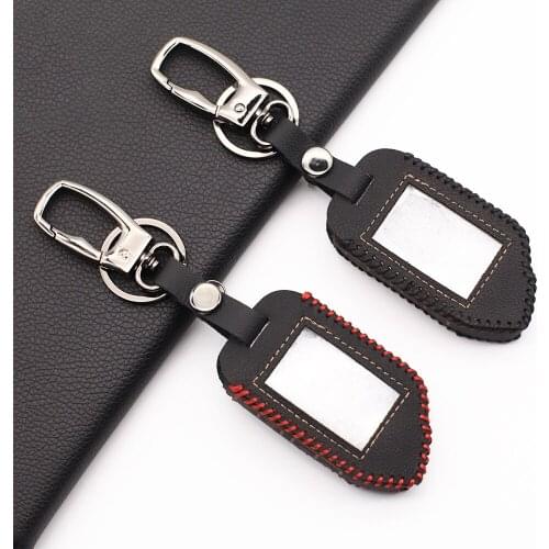 2020 Hot Sale 100% Genuine Leather Key Case For Sher-khan Mobicar A Mobicar B Russian Version 2 Way Car Alarm System LCD Remote