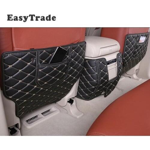 For Nissan Patrol Y61 Y62 Accessories 2012-2021 Leather Car Seat Anti-Kick Mat Rear Row Seats Cover Back Protection Mats 3 Pcs