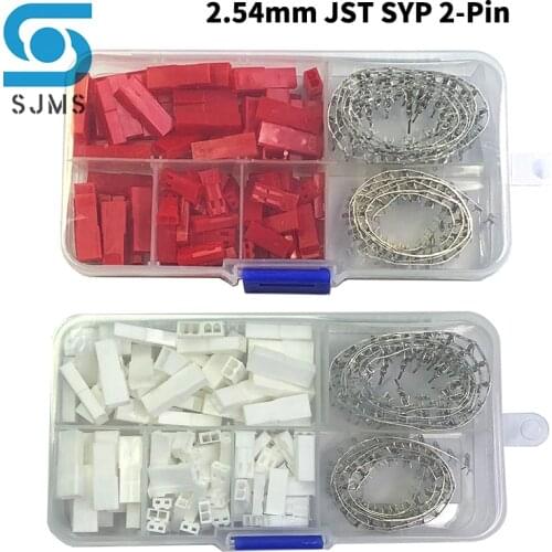 300Pcs (50set) 2.54mm JST SYP 2P 2Pin Female & Male Red Plug Housing Crimp Terminal Connector Kit JST-SYP-2A for RC Lipo Battery