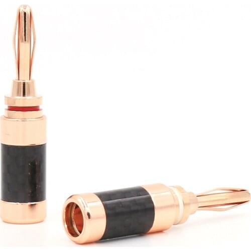4pcs Carbon Fiber Carbon Fiber Series Rose plug, Gold Plated Banana connector plug, plug for speaker cable