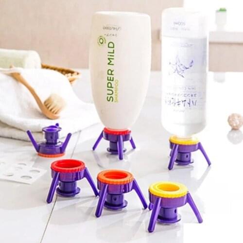 6Pcs Toss It Bottle Cap Stand Kit Plastic Bottle Holder Useful Shampoo Bracket Leakproof Cover Flip-it Inverted Caps Sets Random