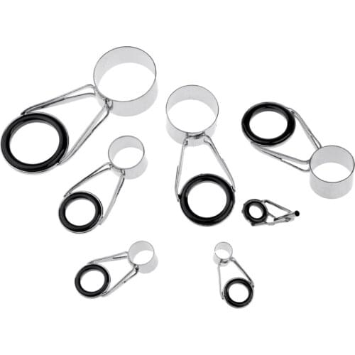 7Pcs/set Fishing Rod Guides Tips Fishing Casting Rod Guides Ring Eye Repair Kit Stainless Steel Frame , 7 Sizes