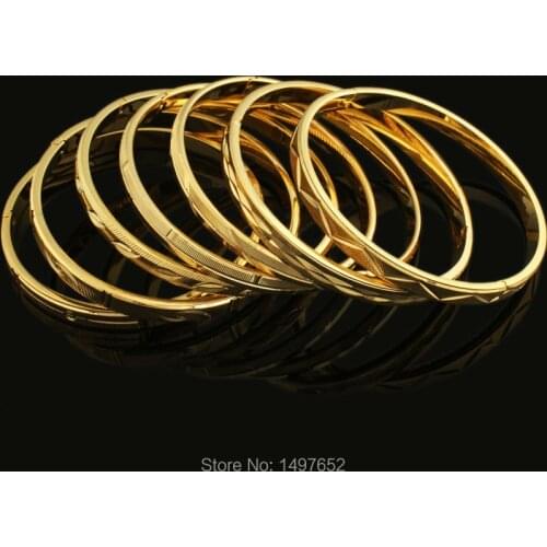 Adixyn New Arrival Dubai Gold Bangle18k Gold Color Wide 6MM Bracelet African/European/Ethiopia Jewelry Bangles