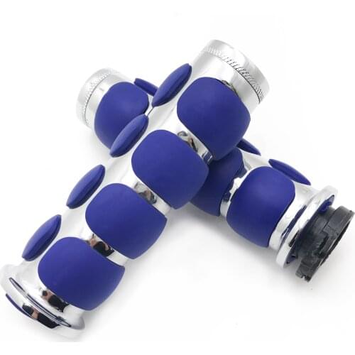 Aftermarket free shipping motorcycle accessories For Kawasaki Mean Streak Drifter Classic- Chrome Blue Flat Top 7/8" 22mm Rubber