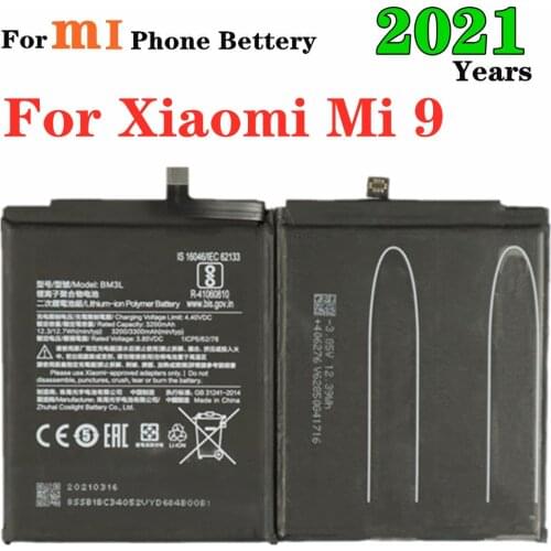 2021 Years BM3L Battery For Xiaomi 9 Mi9 M9 Mi 9 Phone Battery 3300mAh Rechargeable Battery