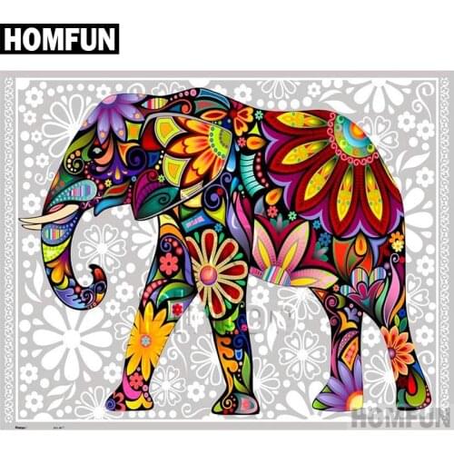 HOMFUN Full Square/Round Drill 5D DIY Diamond Painting "Color elephant" Embroidery Cross Stitch 5D Home Decor Gift A04087