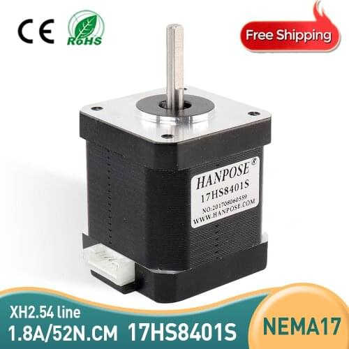 Free shipping Nema 17 Stepper Motor 42 motor 17HS8401S 1.8A with XH2.54 Cable line CE ROSH ISO CNC Laser and 3D printer motor