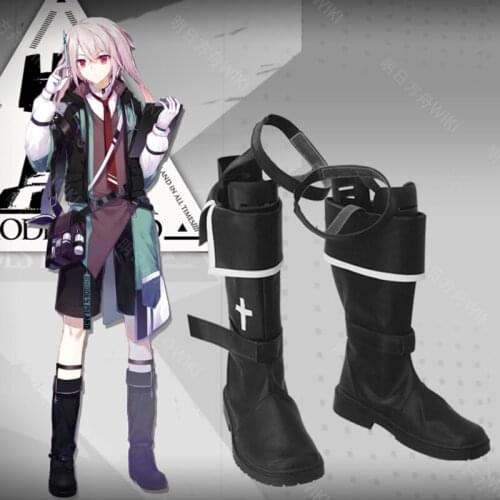 Arknights Ansel Cosplay Boots Shoes Black Men Shoes Costume Customized Accessories Halloween Party Shoes