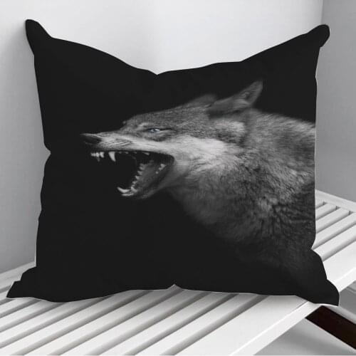 Angry grey wolf head Throw Pillows Cushion Cover On Sofa Home Decor 45*45cm 40*40cm Gift Pillowcase Cojines Dropshipping