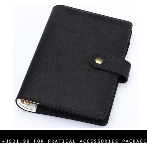 A5 Planner A6 Binder Personal Organizer Refillable Notebook PU Leather Agenda Spiral-Binder Black Organizers
